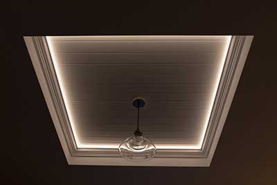 LED strip lighting on a recessed ceiling