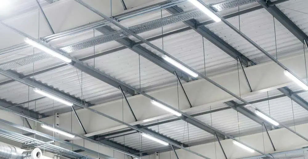 LED Tri-Proof Lights in a Warehouse