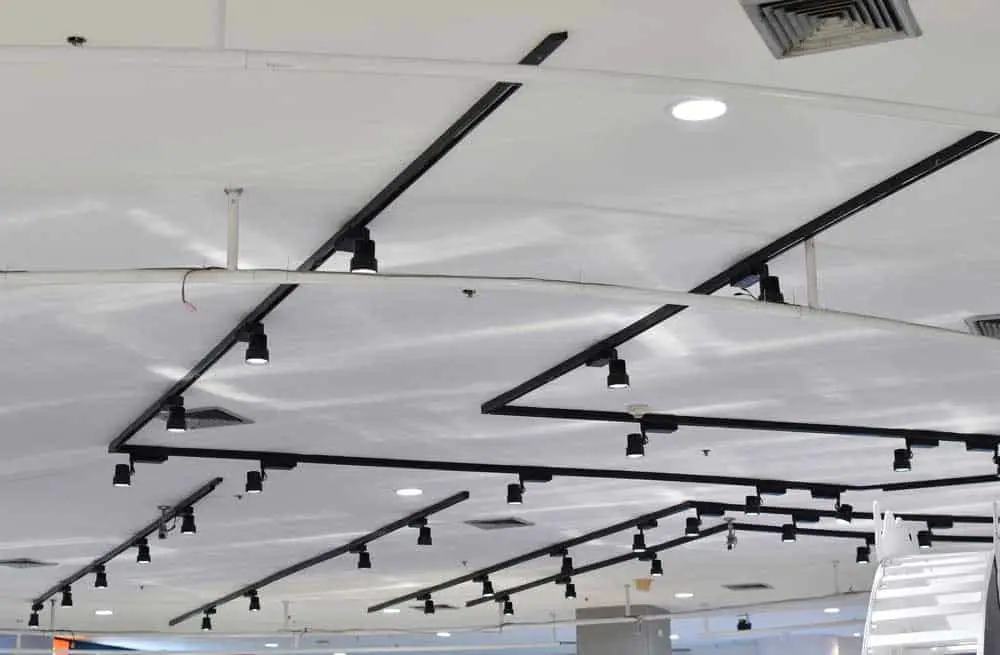 Track lights in a showroom
