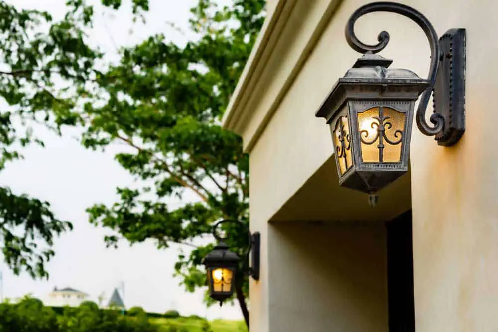 Wall sconces placed outdoors