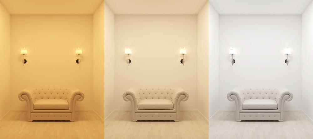 Different lighting profiles in a sitting space