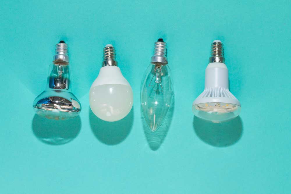 Different types of light bulbs