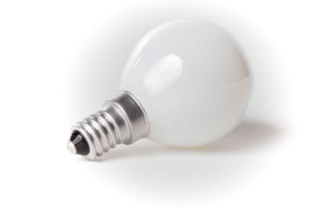 An E12 ball-shaped bulb