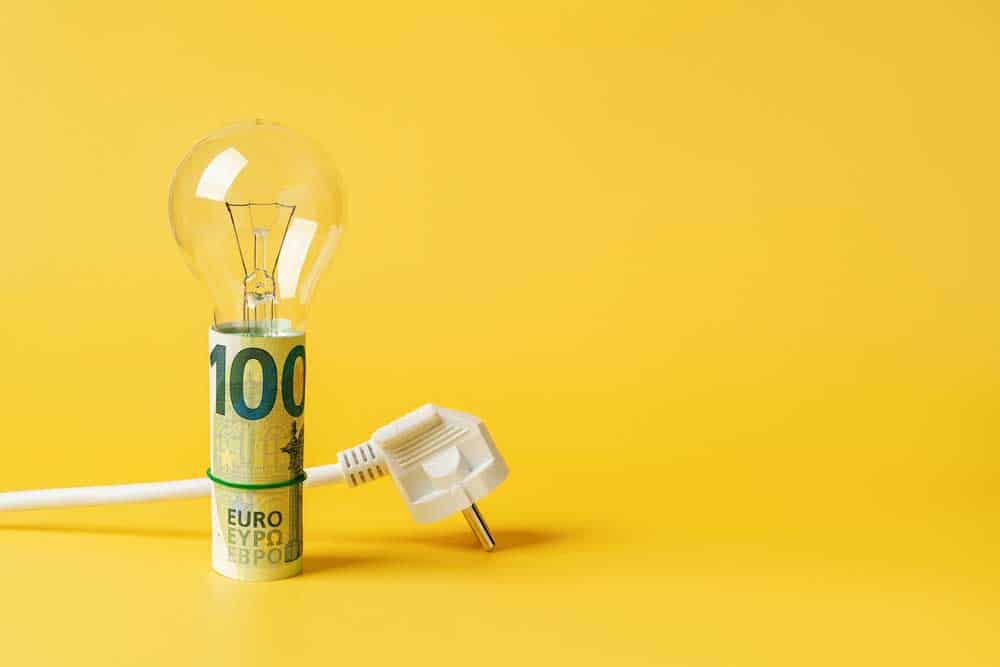 A bulb covered with Euros