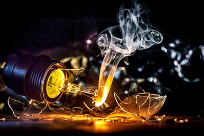 Burning light bulb