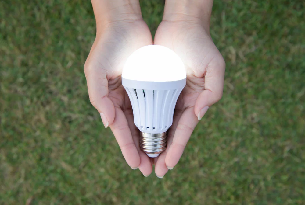 LED bulb on hand