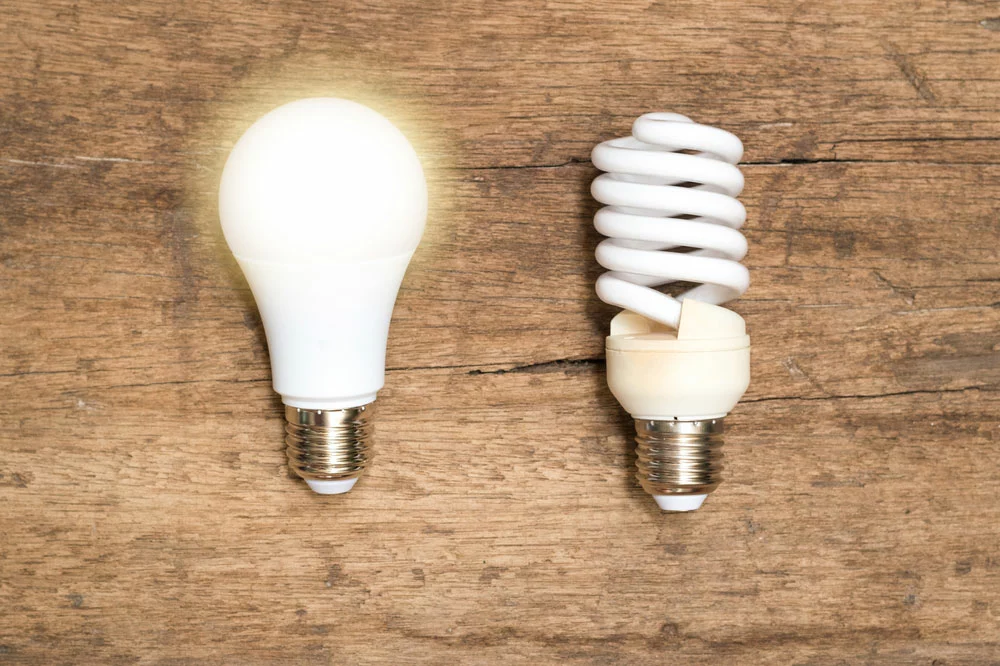 An LED vs. CFL bulb