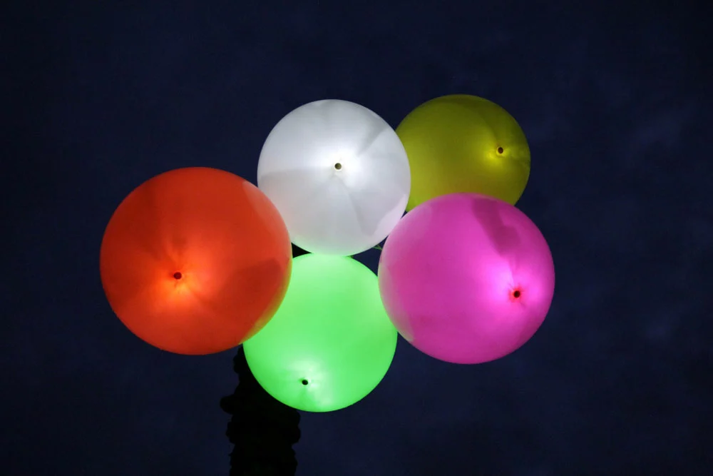 Different colored LED balloons