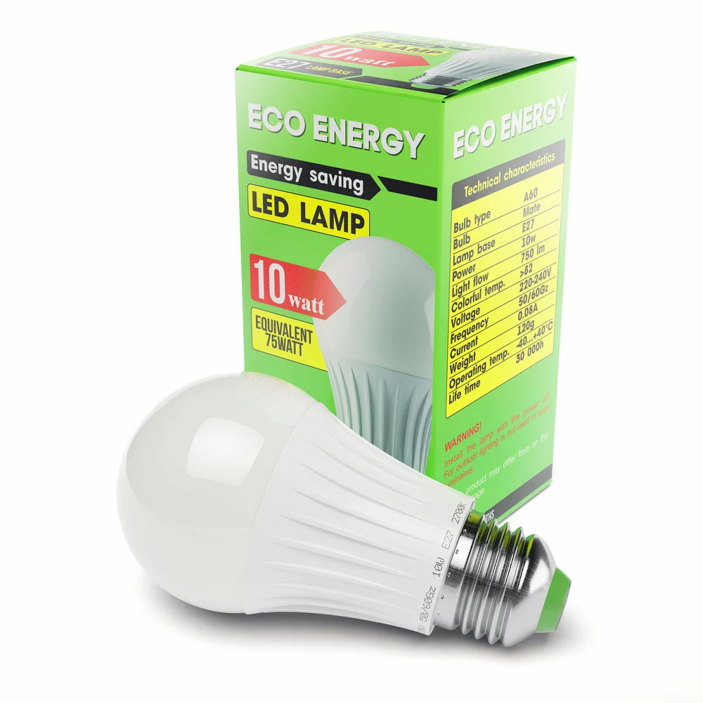 A 10-watt LED bulb