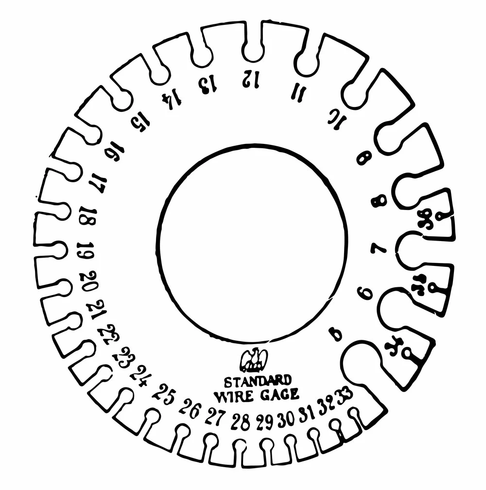 An illustration of a wire gauge used to measure electrical wires and guitar strings