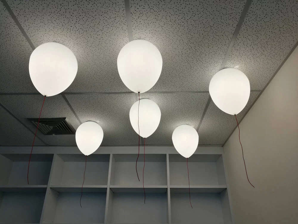 Floating white LED balloons