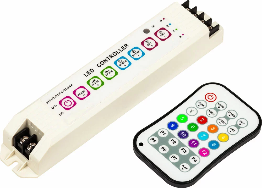 An LED controller with its IR remote control