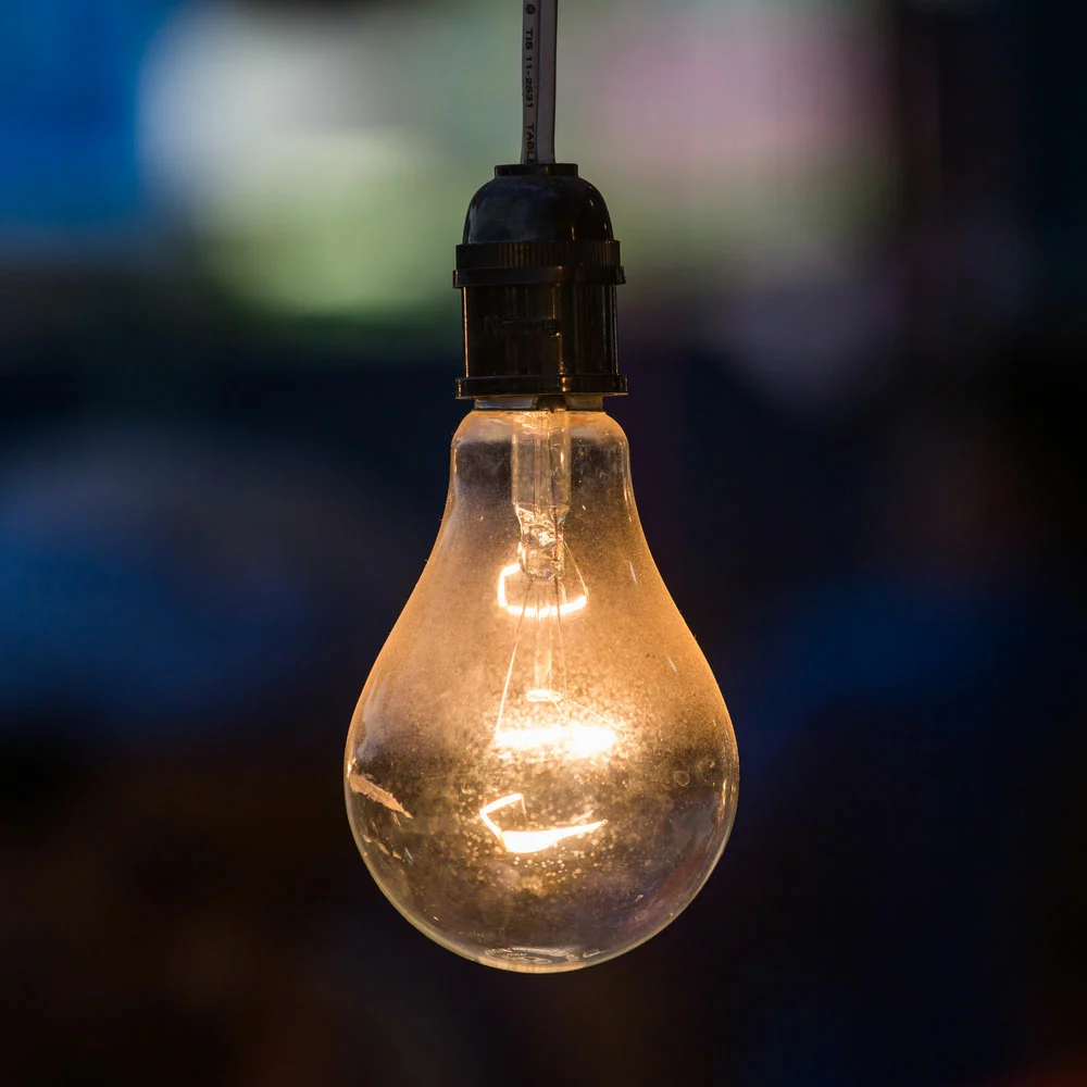 An incandescent light bulb
