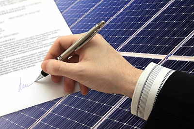 A solar agreement being signed