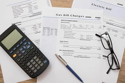 Gas bill charges paper form on the table