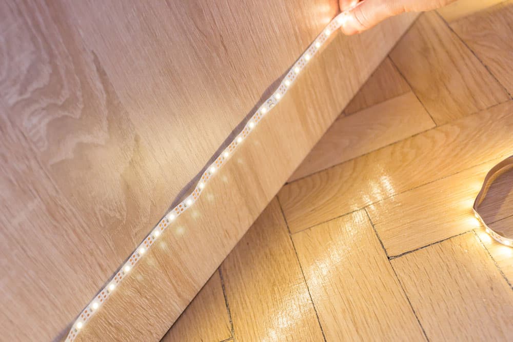 LED light strip installation.