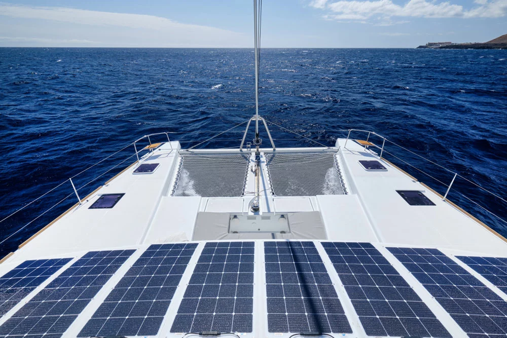 Solar panels mounted on a boat