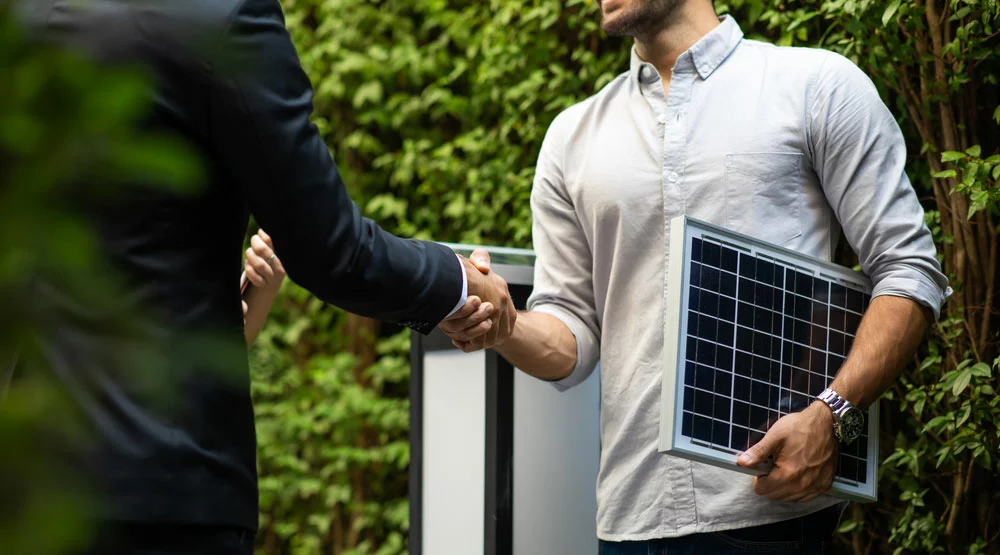 Man buying solar panel