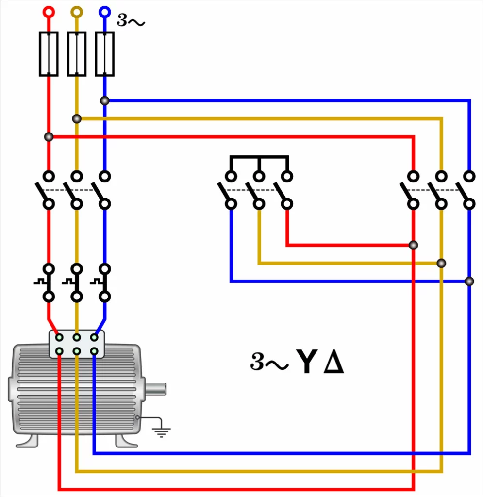 Star-delta connection of a three-phase Induction Motor