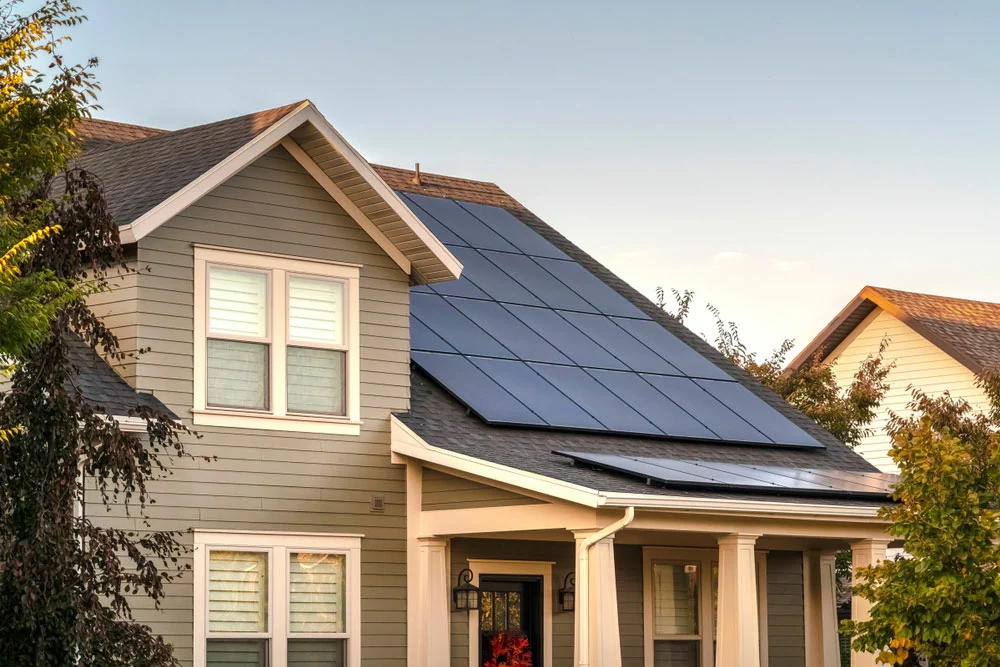 Solar panels on the roof of a home. 