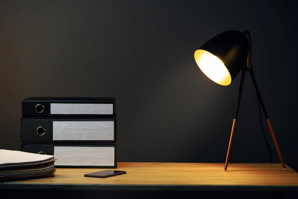 Desk lamp on the table