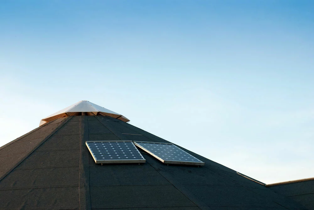 Solar panels on a tar roof