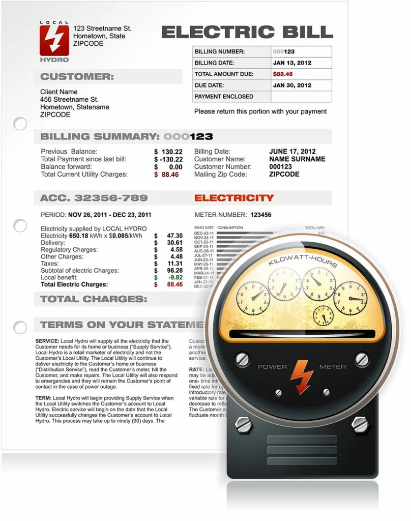 An electric utility bill