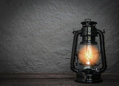 Oil lamp at night