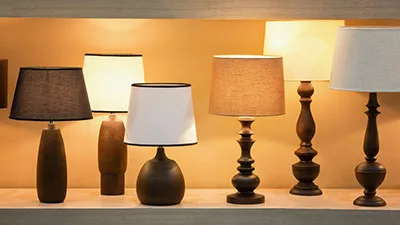 Many lampshade colors decorated in bedroom
