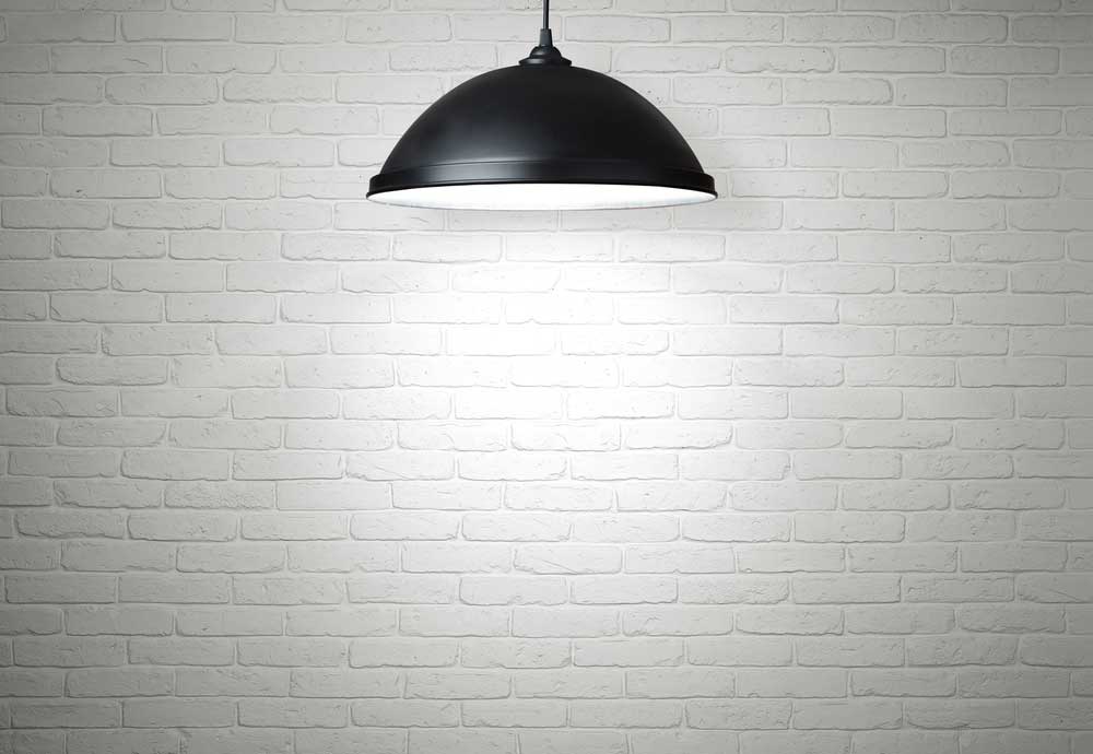 Wall illuminated by the ceiling lamp