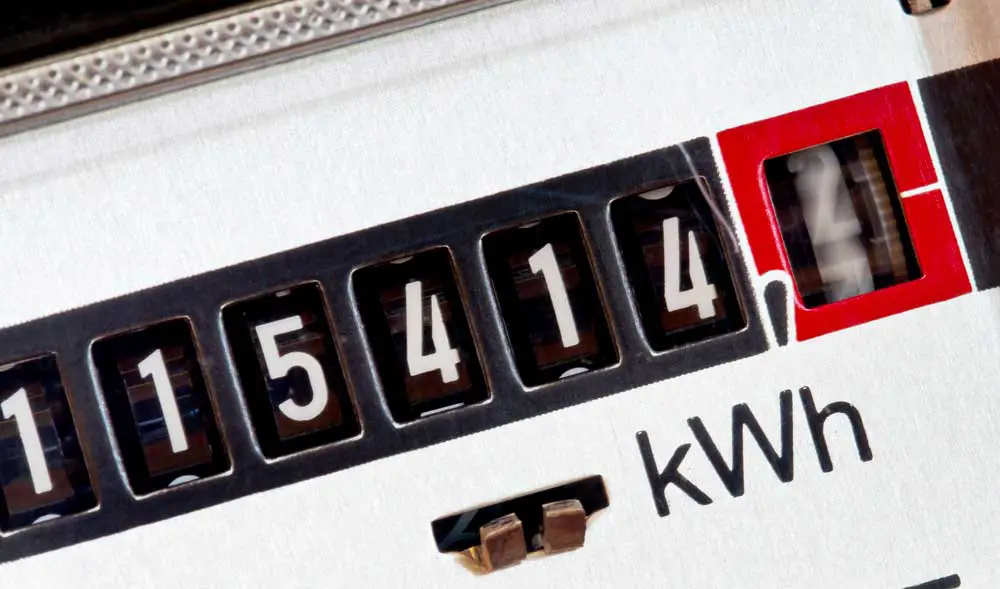 Electricity meter showing consumption in kWh