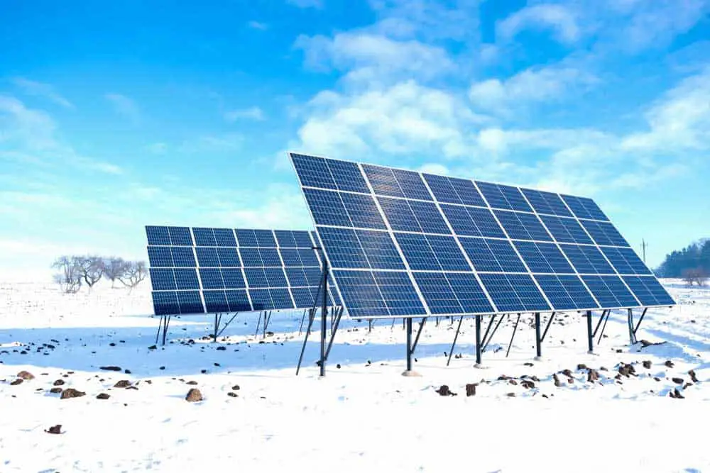 Solar panels on snow