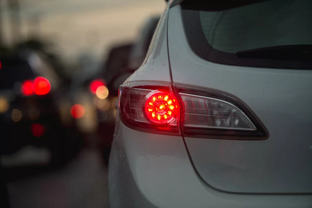 A car with tail lights