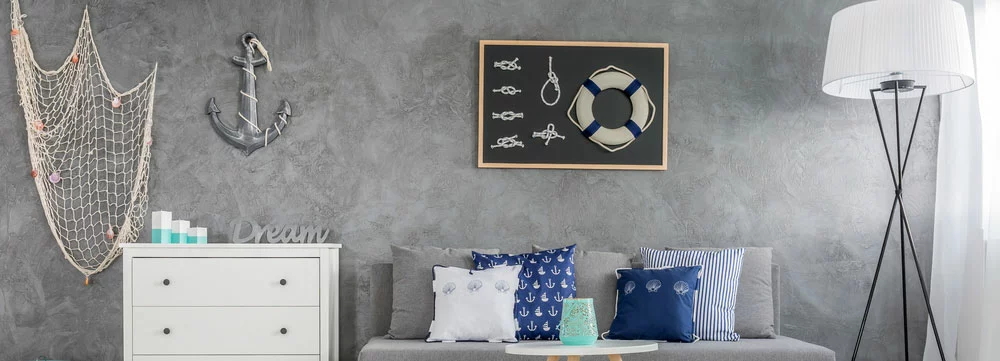 Nautical room with ample beach-style light