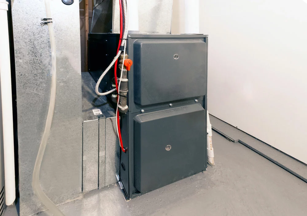 An energy-efficient furnace installed in a basement