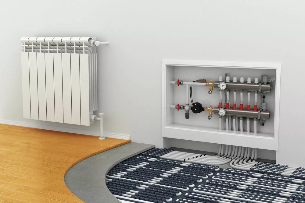 An underfloor heating system manifold and control pack