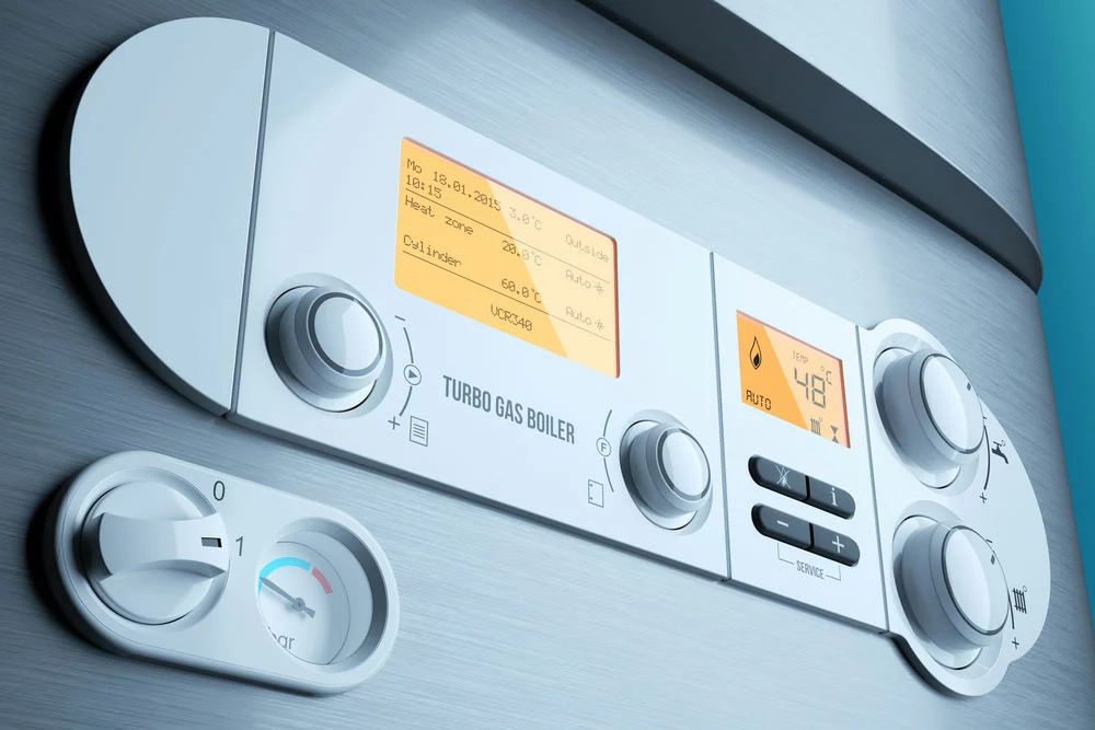 Gas-fired boiler control panel.