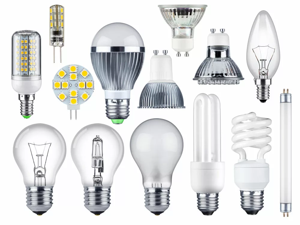 Set of different light bulbs