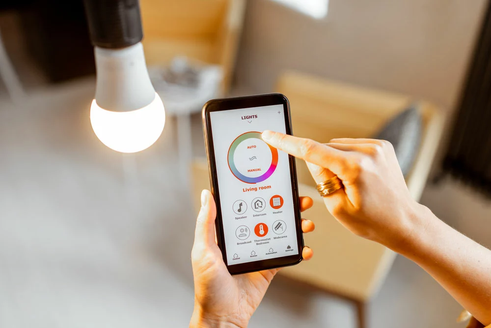 A smart bulb with adjustable brightness and color temperature via a smartphone