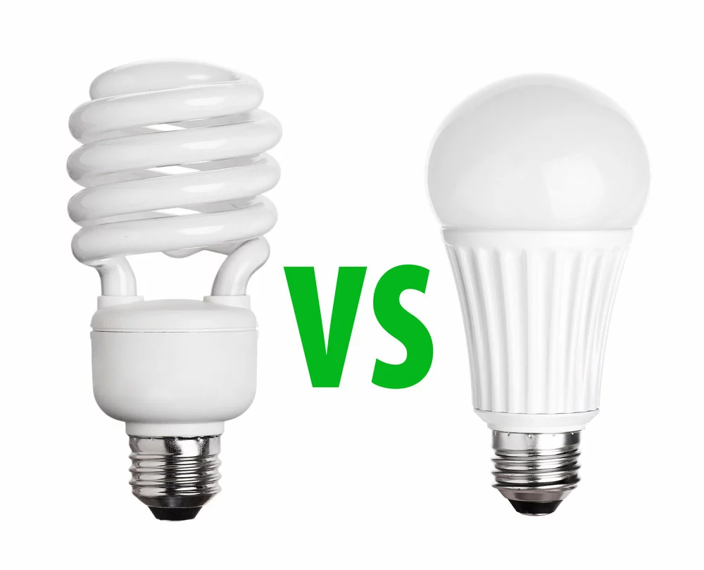 CFL Fluorescent and LED Light Bulbs. 