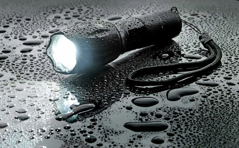 Flashlight water resistant in drops